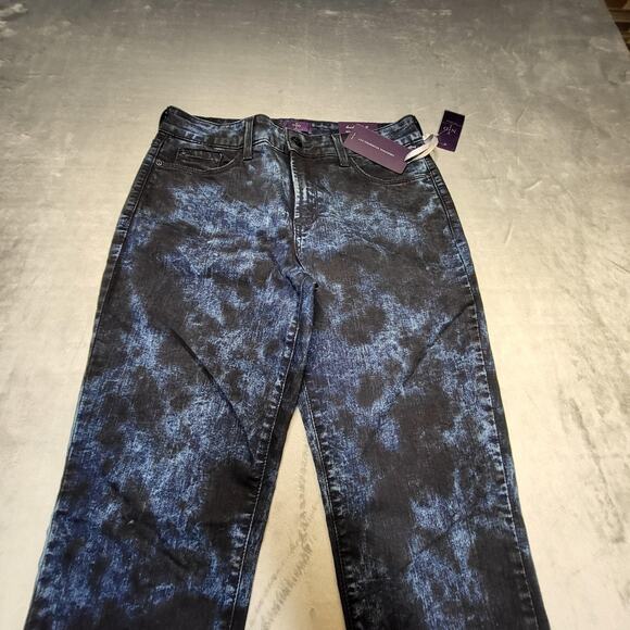 NYDJ Legging Jeans Womens 6 Blue Black Blue Acid Wash Stretch Skinny Made in USA - Picture 2 of 11